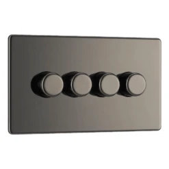 BG Screwless Flatplate Black Nickel Quadruple Intelligent Led Dimmer Switch, 2-Way Push On/Off - FBN84